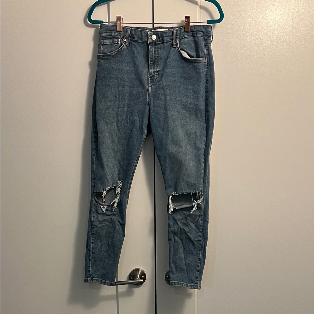 Topshop Blue Distressed Ankle Jeans petite 34/26
